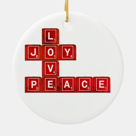 Liebe Joy Peace Keramik Ornament (Hinten)