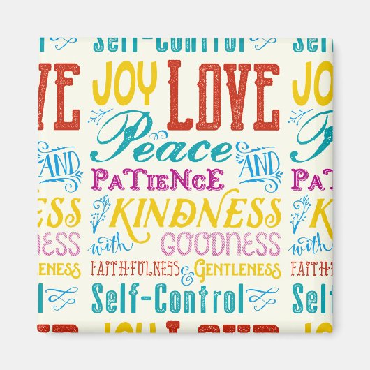 Liebe Joy Peace Kindness Goodness Typografie Art Magnet (Vorne)