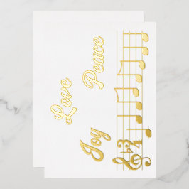 Liebe Joy Peace Musiknotens Frohe Weihnachten Folien Feiertagskarte