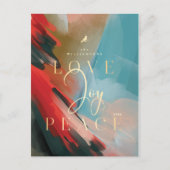 Liebe Joy & Peace Red Kardinal Abstrakt Wasserfarb Einladungspostkarte (Vorderseite)