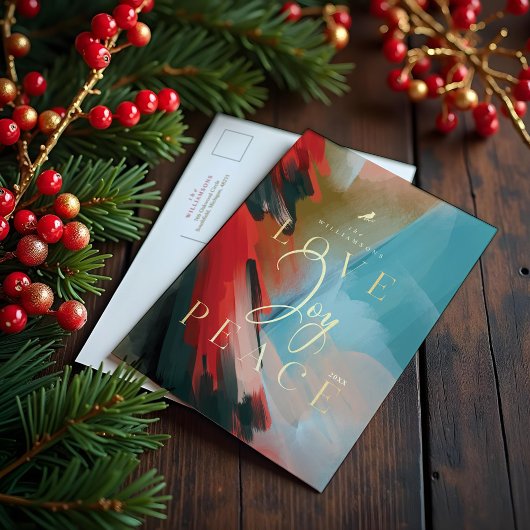 Liebe Joy & Peace Red Kardinal Abstrakt Wasserfarb Einladungspostkarte