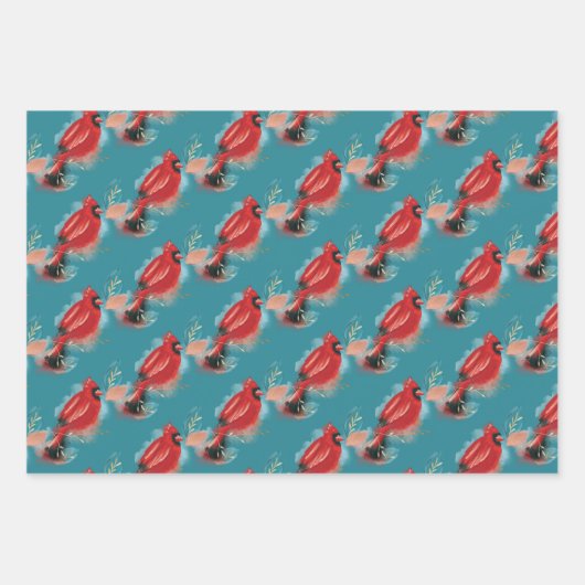 Liebe Joy & Peace Red Kardinal Wasserfarbe Geschenkpapier Set (Vorderseite 2)