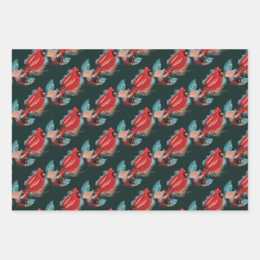 Liebe Joy & Peace Red Kardinal Wasserfarbe Geschenkpapier Set (Vorderseite)