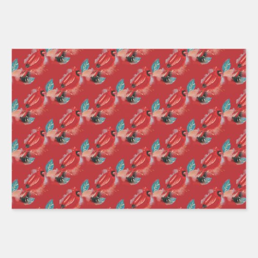Liebe Joy & Peace Red Kardinal Wasserfarbe Geschenkpapier Set (Vorderseite 3)