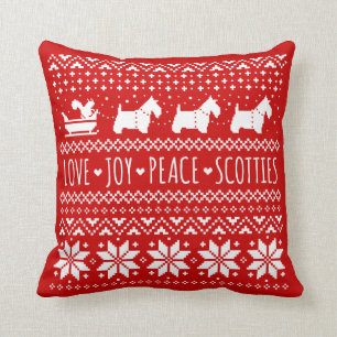 Liebe Joy Peace Scotties Weihnachtshunde Hunde Kissen