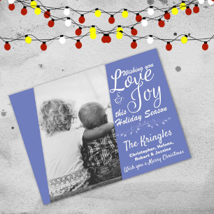 Liebe & Joy Periwinkle Weihnachtsfeiertag Postkart Feiertagspostkarte