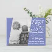 Liebe & Joy Periwinkle Weihnachtsfotokarte Feiertagskarte (Stehend Vorderseite)