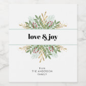 Liebe & Joy Urlaub Winter Grün Weihnachten Weinetikett (Einzelnes Label)