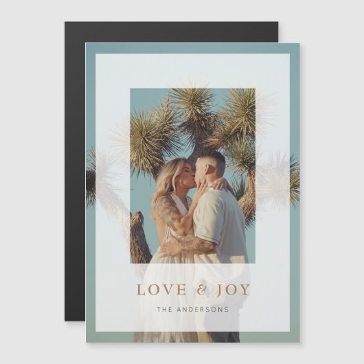 Liebe & Joy Vellum Overlay Fotokarte Magneteinladung (Vorne/Hinten)