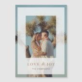 Liebe & Joy Vellum Overlay Fotokarte Magneteinladung (Vorderseite)