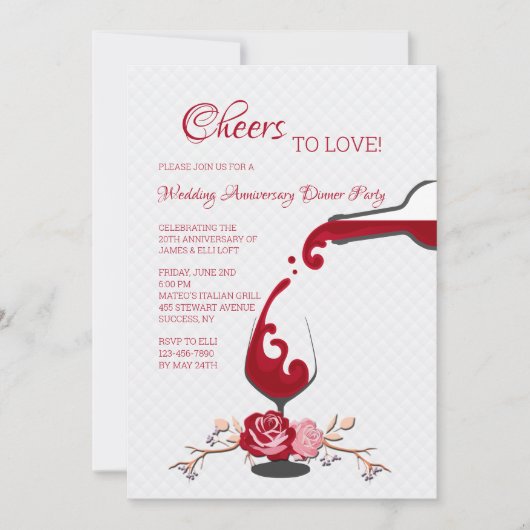 Liebe Jubiläum Abendessen Party Einladung (Vorderseite)