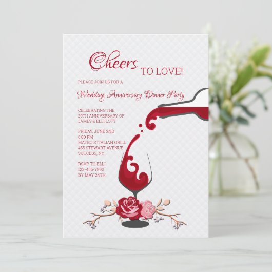 Liebe Jubiläum Abendessen Party Einladung (Stehend Vorderseite)