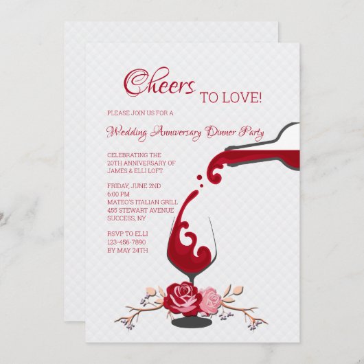 Liebe Jubiläum Abendessen Party Einladung (Vorne/Hinten)