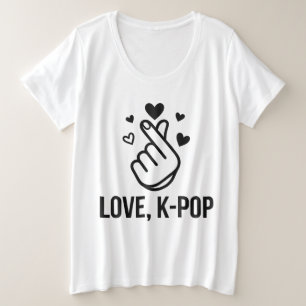 Liebe, K-POP Finger-Herz Grafik-T-Shirt Große Größe T-Shirt