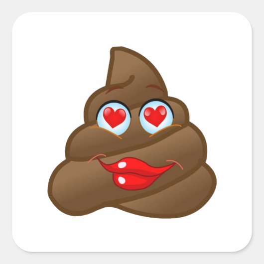 Liebe Kacke Emoji Face! Quadratischer Aufkleber (Vorderseite)