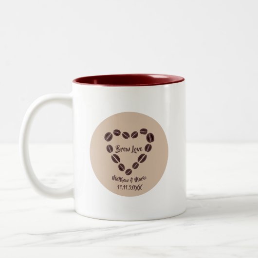 Liebe Kaffee Bienenherz Zweifarbige Tasse (Links)