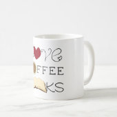 Liebe, Kaffee, Bücher Kaffeetasse (VorderseiteRechts)