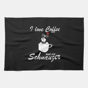 Liebe Kaffee und mein Schnauzer Hund Liebhaber Geschirrtuch