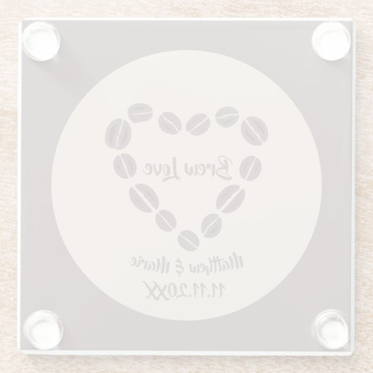 Liebe Kaffeeban Herz Glasuntersetzer (Rückseite)