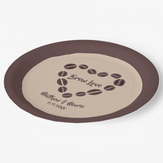 Liebe Kaffeeban Herz Pappteller (Schrägansicht)