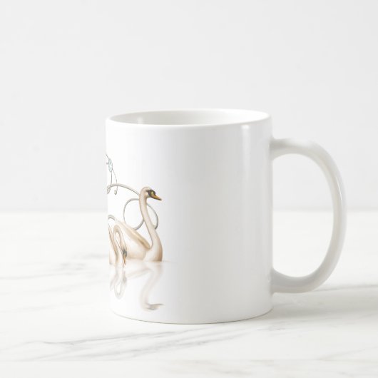 Liebe Kaffeemaschine Tasse mit zwei Schwänen (Rechts)