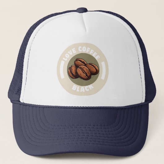 Liebe Kaffeepause schwarz Truckerkappe (Vorderseite)