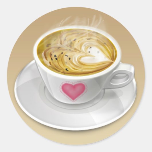 Liebe Kaffeetasse und Valentinsticker Runder Aufkleber (Vorderseite)