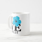 LIEBE Kailua Blue Hibiskus 11oz Kaffeetasse (Vorderseite Links)