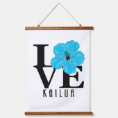 LIEBE Kailua Blue Hibiskus Wandteppich Mit Holzrahmen (Vorderseite)
