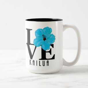 LIEBE Kailua Hawaii Blue Hibiskus 15oz Zweifarbige Tasse