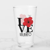 LIEBE Kalaheo Hawaii Roter Hibiskus Glas (Rückseite)