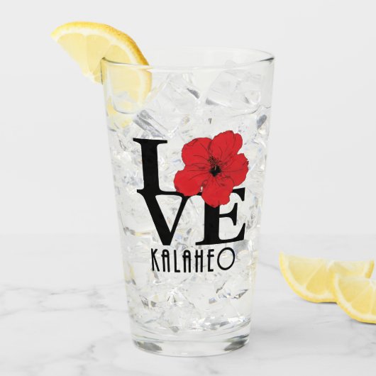 LIEBE Kalaheo Hawaii Roter Hibiskus Glas (Vorderseite Ice)