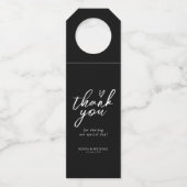 Liebe Kalligrafie Danke, Floralin Weiß B&W ID940 Flaschenanhänger (Vorderseite)