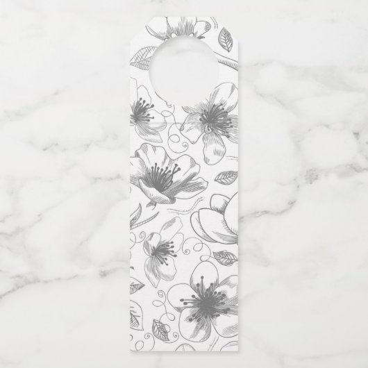 Liebe Kalligrafie Danke, Floralin Weiß B&W ID940 Flaschenanhänger (Rückseite)