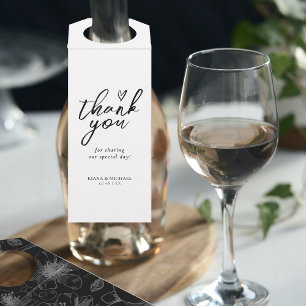 Liebe Kalligrafie Danke Floralschwarz B&W ID940 Flaschenanhänger