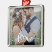 Liebe Kalligrafie Herz Foto Ornament Aus Metall (Links)