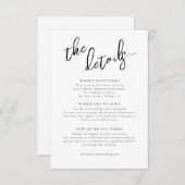 Liebe Kalligrafie Hochzeitdetails B&W ID940 Begleitkarte (Vorne/Hinten)