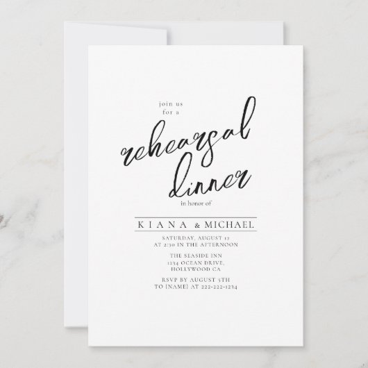 Liebe Kalligrafie Probe Abendessen Floral B&W ID94 (Vorderseite)