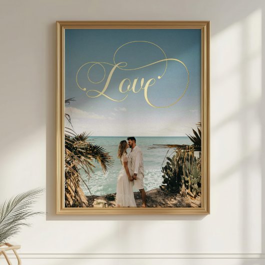 Liebe Kalligraphie Couple Foto Foil Print Foliendrucke