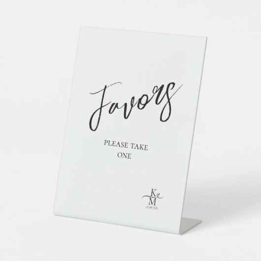 Liebe Kalligraphie Favors Herzweiße ID940 Sockelschild (Vorderseite)