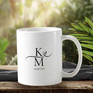 Liebe Kalligraphie-Initialen Herzschwarz B&W ID940 Kaffeetasse