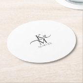 Liebe Kalligraphie-Initialen Herzschwarz B&W ID940 Runder Pappuntersetzer (Angewinkelt)