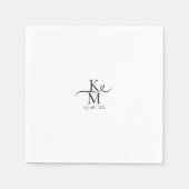 Liebe Kalligraphie-Initialen Herzschwarz B&W ID940 Serviette (Vorderseite)