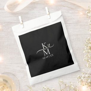 Liebe Kalligraphie-Initialen Herzweiß B&W ID940 Geschenktütchen