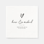 Liebe Kalligraphie Vielen Dank Herzschwarz B&W ID9 Serviette (Vorderseite)