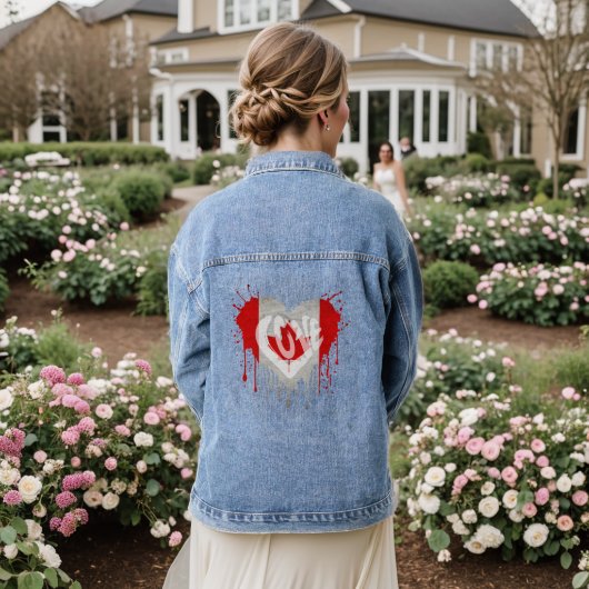 Liebe Kanada-Flagge Jeansjacke (Hochzeit Rückseite)
