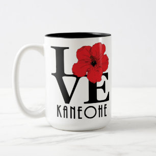 LIEBE Kaneohe Hawaii Roter Hibiskus 15oz Zweifarbige Tasse