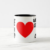 "Liebe kann blind sein, Heirat ist ein wirklicher Zweifarbige Tasse (Mittel)