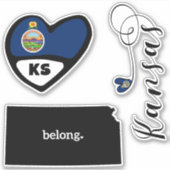 Liebe Kansas, 3 Designs, Aufkleber Die (Vorderseite)