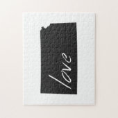 Liebe Kansas Silhouette Map Form Black Chalkboard Puzzle (Vertikal)